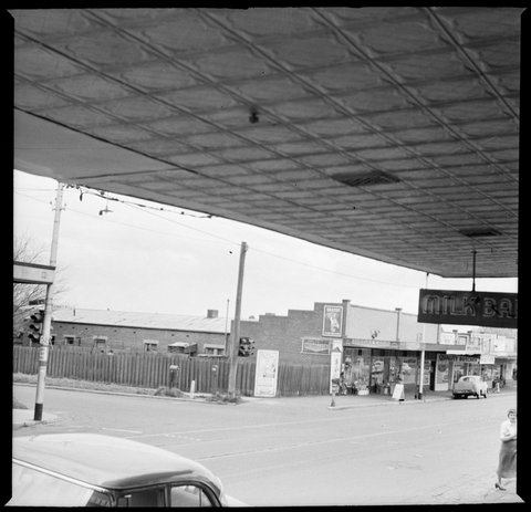 View looking southwest over Glen Huntly and Bambra Roads intersection, Victoria, 1945–50