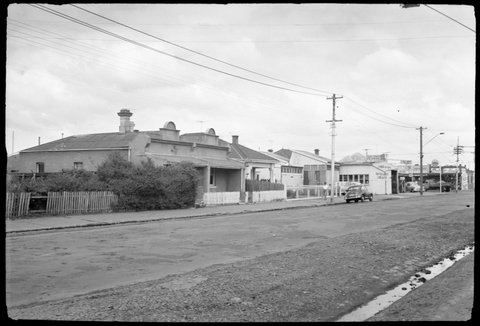 South side of Moreland Road looking towards Nicholson Street, East Coburg, 1945–55