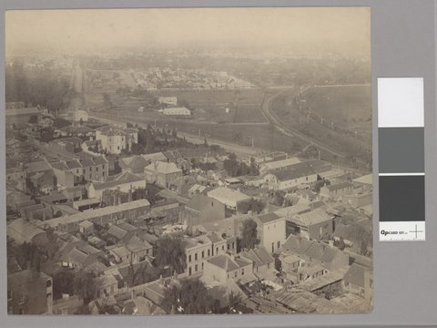Elevated view of East Melbourne, 1875