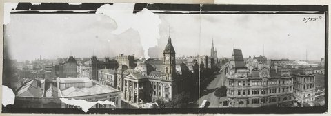 Elevated view over Melbourne, looking along Collins Street, 1903?
