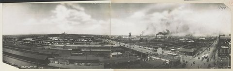 Panoramic view, River Yarra, Princess Bridge and Railway, Melbourne, 1905