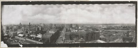 Panoramic view of Melbourne looking east along Collins Street, 1900?