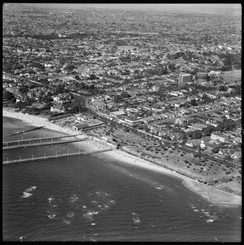 Aerial views of Brighton, Victoria, looking north west, 1950