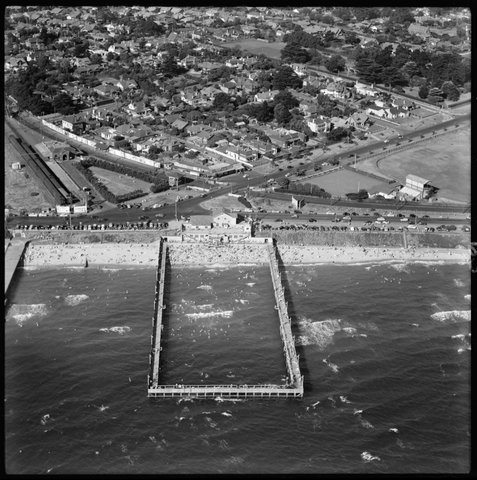 Aerial view of Brighton, Victoria, looking east, 1950