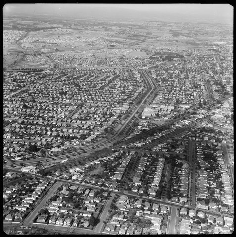 Aerial view of Dandenong Road at Carnegie, looking east, 1953