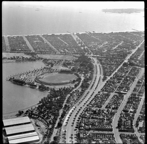 Aerial view from Albert Park, Victoria, 1950