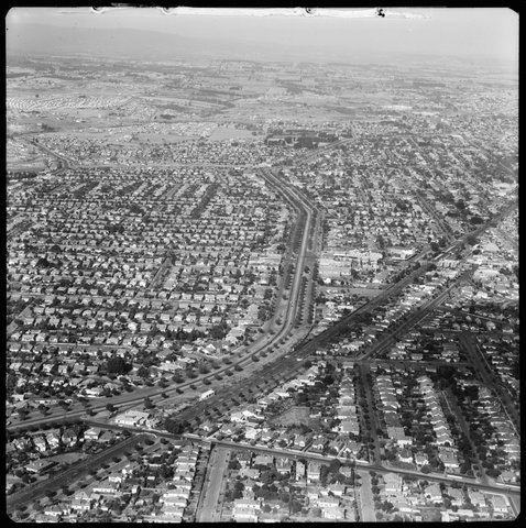 Aerial view of Dandenong Road at Carnegie, looking east, 1953
