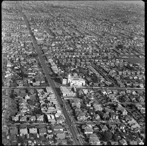 Aerial views over Caulfield, Victoria, looking south and south east, 1951