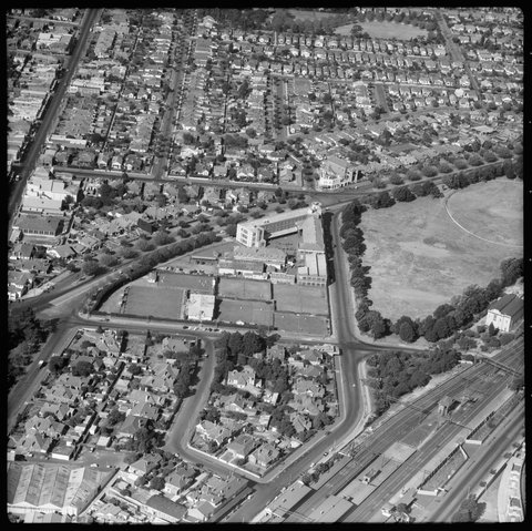 Aerial views of Caulfield, Victoria looking south to south east, 1951