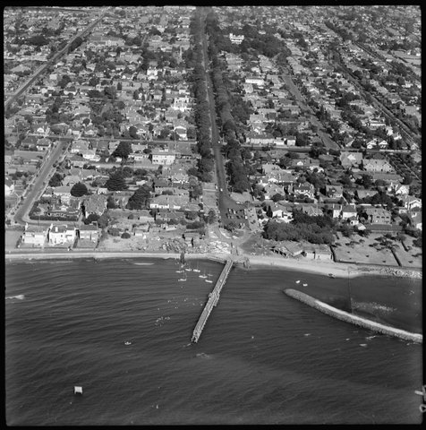 Aerial view of Brighton, Victoria, looking east, 1950