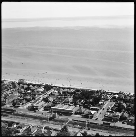 Aerial views of coastline and town of Chelsea, Victoria, 1950