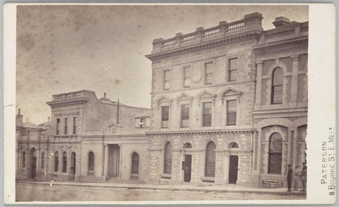 Queen Street, Melbourne, showing Queen Insurance Buildings, 1868–72
