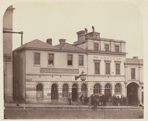 Argus office Melbourne, c. 1860