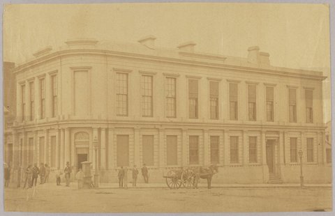 [Union Bank of Australasia, corner Queen and Collins Streets Melbourne], 1861