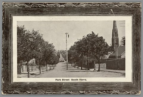 Park Street South Yarra [Punt Road looking south towards the intersection at Toorak Road and Christ Church spire], c. 1908