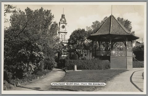 Malvern Town Hall from The Gardens, c. 1914