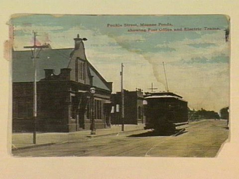 Puckle Street, Moonee Ponds, showing Post Office and Electric Trams, c. 1906