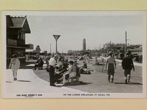 ON THE LOWER ESPLANADE, ST. KILDA, VIC, c. 1950