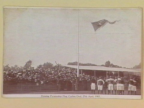 Hoisting Premiership Flag, Carlton Oval, 27th April, 1907, c. 1907