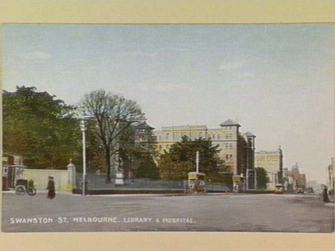 SWANSTON ST. MELBOURNE. LIBRARY & HOSPITAL, c. 1912