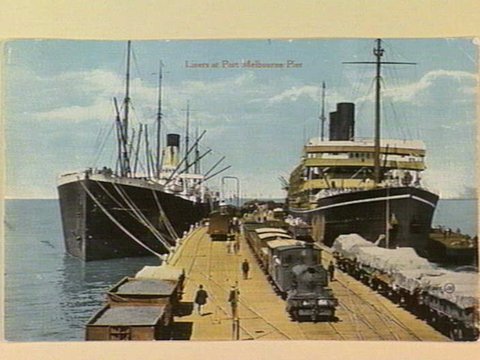Liners at Port Melbourne Pier, c. 1910