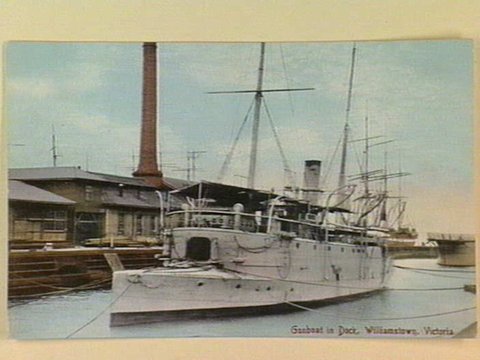 Gunboat in Dock, Williamstown. Victoria, c. 1910
