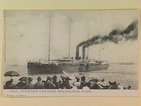 MAIL STEAMER LEAVING MELBOURNE PORT, c. 1904