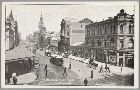Cor. Bourke & Swanston Sts., Melbourne, c. 1909
