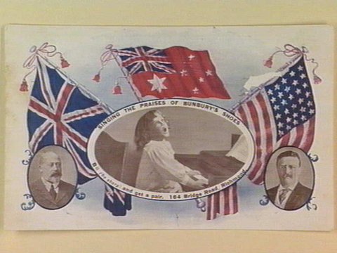 SINGING THE PRAISES OF BUNBURY'S SHOES B (be sharp) and get a pair. 164 Bridge Road, Richmond, c. 1908