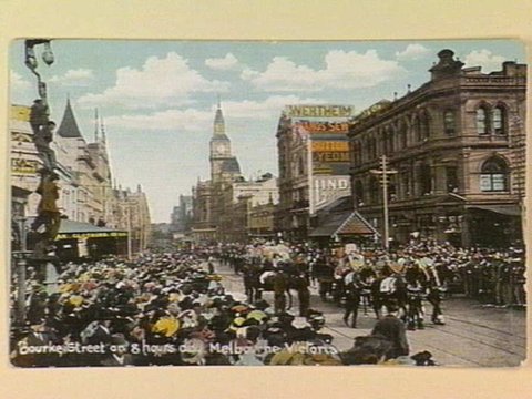 Bourke Street on 8 hours day Melbourne Victoria, c. 1908
