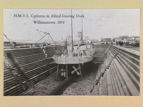 H.M.V.S. Cerberus in Alfred Graving Dock Williamstown 1874