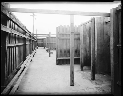 Timber pavilion at beach near Foote St., Albert Park, 1948