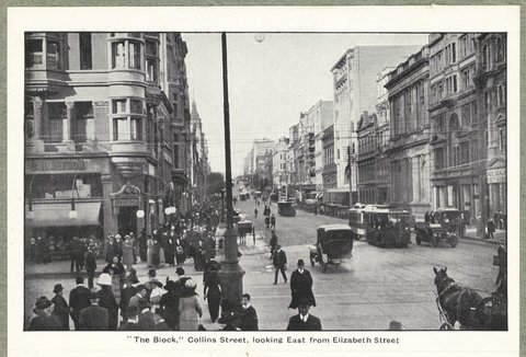 The Block,' Collins Street, looking east from Elizabeth Street, 1917–23