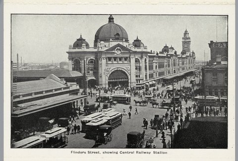 Flinders Street, showing Central Railway Station, c. 1920
