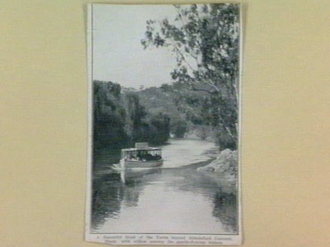 A Beautiful Bend of the Yarra beyond Abbotsford Convent. Shady with willow wooing the gently-flowing waters, 1910–30