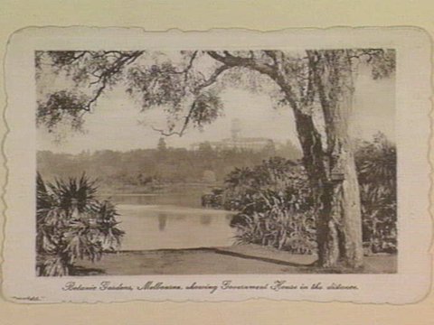 Botanic Gardens, Melbourne, showing Government House in the distance, 1906–09