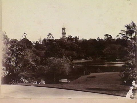 Royal Botanic Gardens, Melbourne, Government House in background, 1865–95