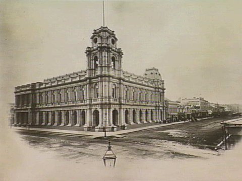 Melbourne General Post Office, showing north side of Bourke St., between Elizabeth and Swanston Streets, 1890–1920