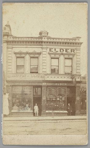 View of buildings, 61-63 Bourke St. East, Melbourne, c. 1866