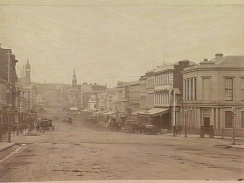 Collins Street Melbourne, looking east from Queen Street, c. 1880