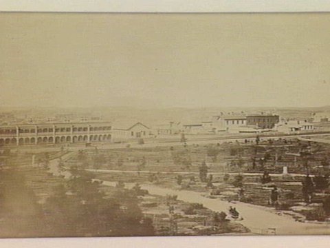 Elevated view of Melbourne, 1869