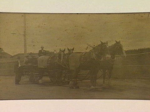 Separation St. Northcote. (Fence of Northcote Brick Works in background. [Wagon, possibly going to Eight Hours Day Procession.], 1865–95