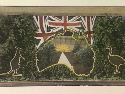 [Stage decoration for the Patriotic Ball, Williamstown Town Hall.], 1941?