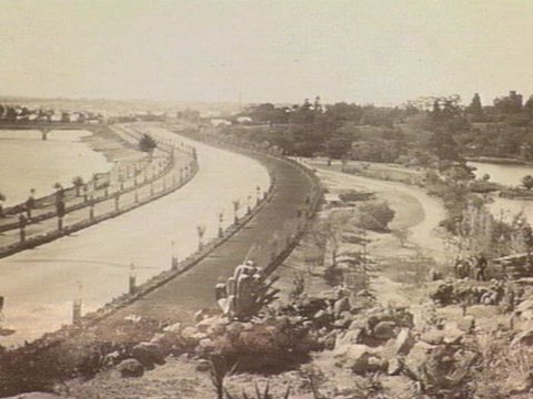 [Alexandra Avenue, Melbourne, taken from the Temple of the Winds], c. 1908