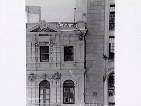 View of Madame Pompadour facade and Strand Building, Elizabeth Street, Melbourne, 1940