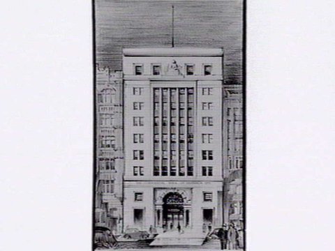 Architect's drawing, refacing of the headquarters, Commercial Bank of Australia, 335-9 Collins Street, by A & K Henderson, c. 1940