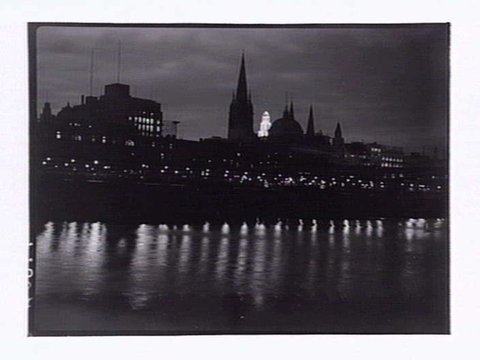 Flinders St. Station by night Riverside Ave, 1946