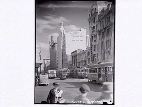 Swanston Street, Melbourne, 1948