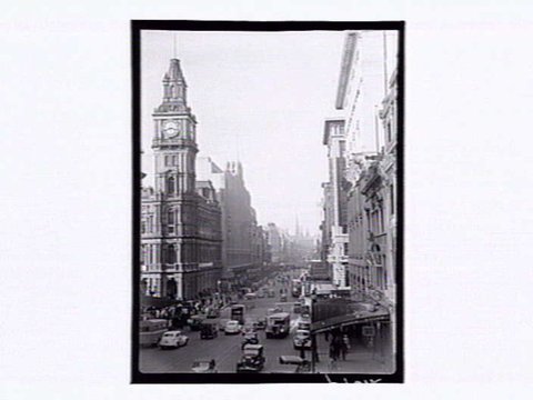 Bourke Street (with buses) Melbourne, 1946