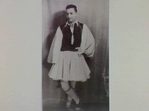 Spiro Polites at the International Ball, Melbourne 1940. The costumes were made by Melbourne Greeks